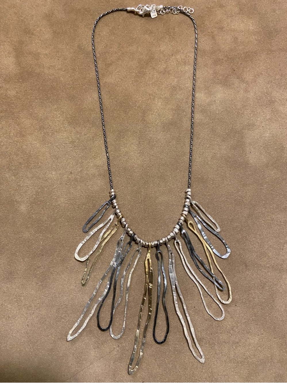 Multi-Tone Metal Fringe Necklace - Silver & Gold